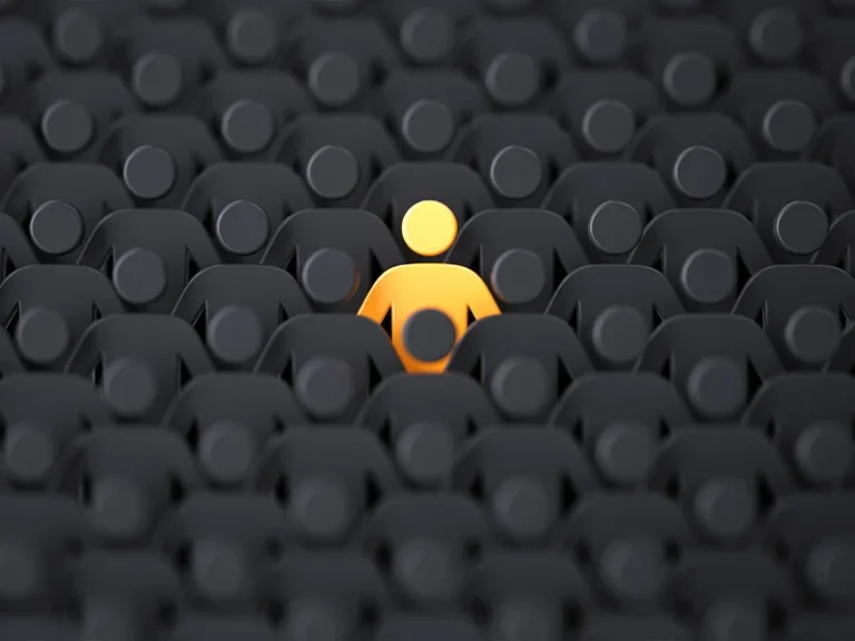 Person highlighted among a crowd representing the perfect customer